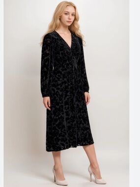 Johnny Was Jade Black Wynnter Midi Dress
